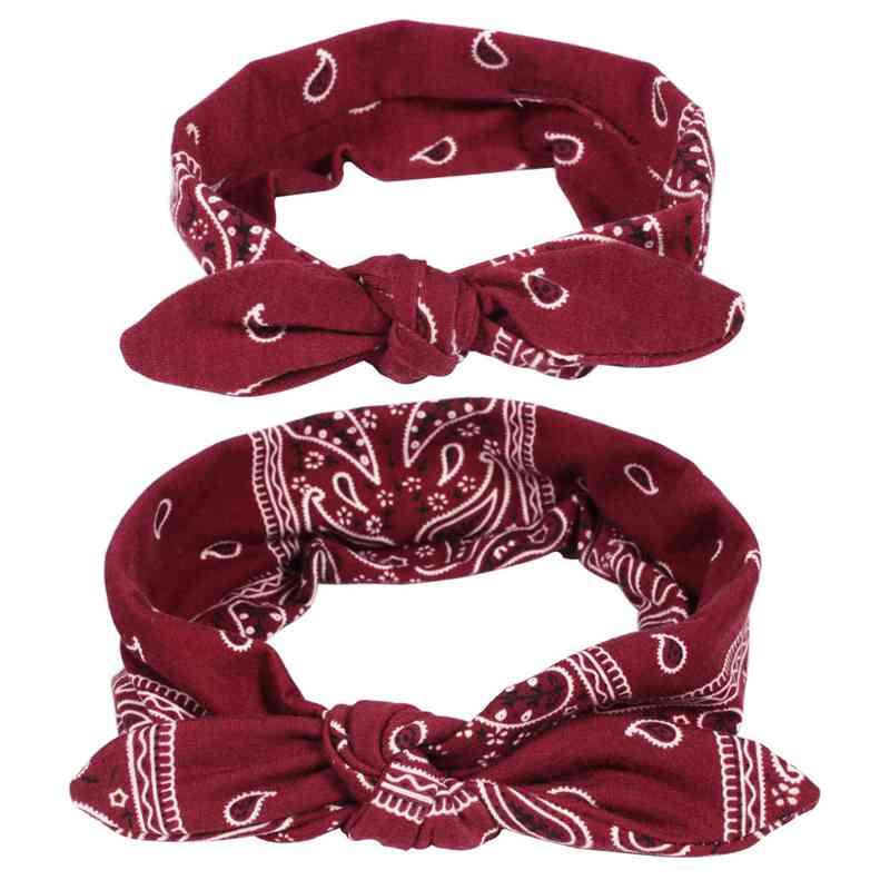 Luxury Modern Bow For Mother and Baby Headband Turban Rabbit Ears Elastic Hair Bands Retro Print Parent-Child Hair Accessories