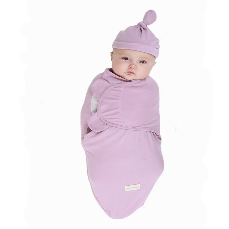 Baby Swaddle Blanket With Cap For Newborn Wrap Cotton Swaddling Bag Baby Envelope Sleep sack  Blanket .