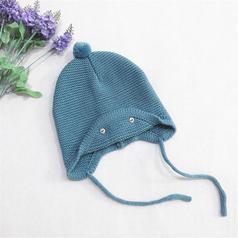 Cute Big Hair Ball Cap For Baby Cotton Knitted Caps for Girls/Boys Warm Woolen Hood Caps Toddler Hats For Winter