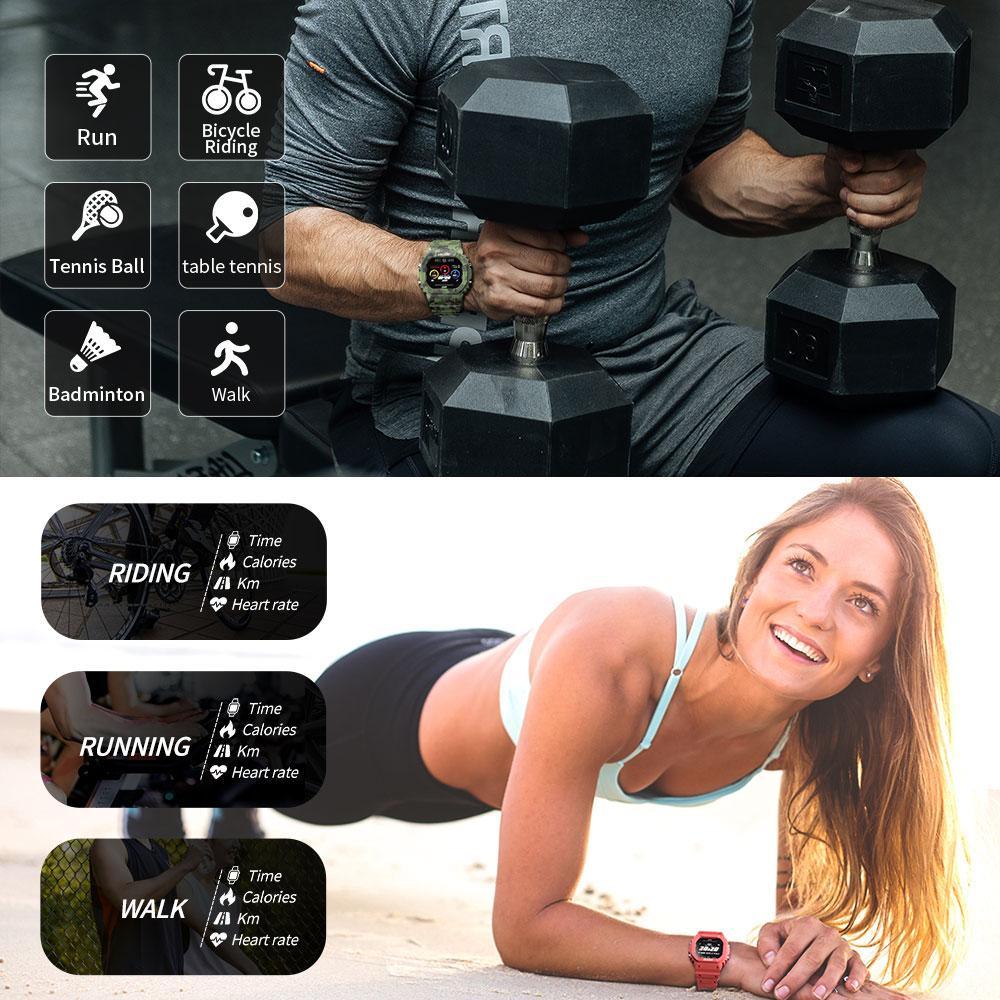 Military Ocean Army Smart Watch For Menand Woman For  Fitness and Sport With Tracker Blood Pressure Message Push Heart Rate Monitor and Clock Smartwatc For Android