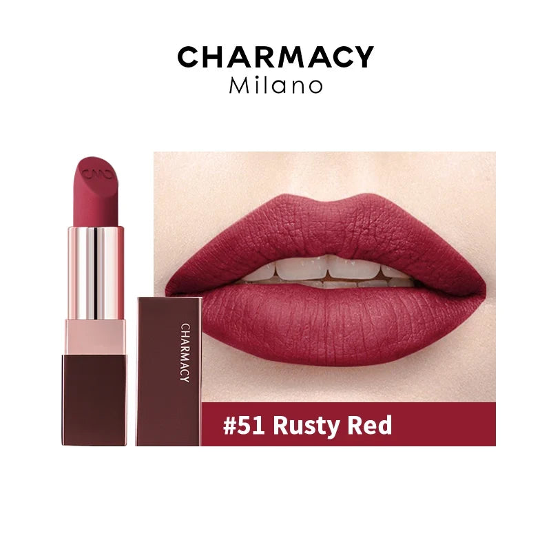 CHARMACY Matte Durable Easy To Wear Lipstick Natural Matte Red Velvet Lip Stick Lip Coloring Makeup Women Beauty Cosmetics