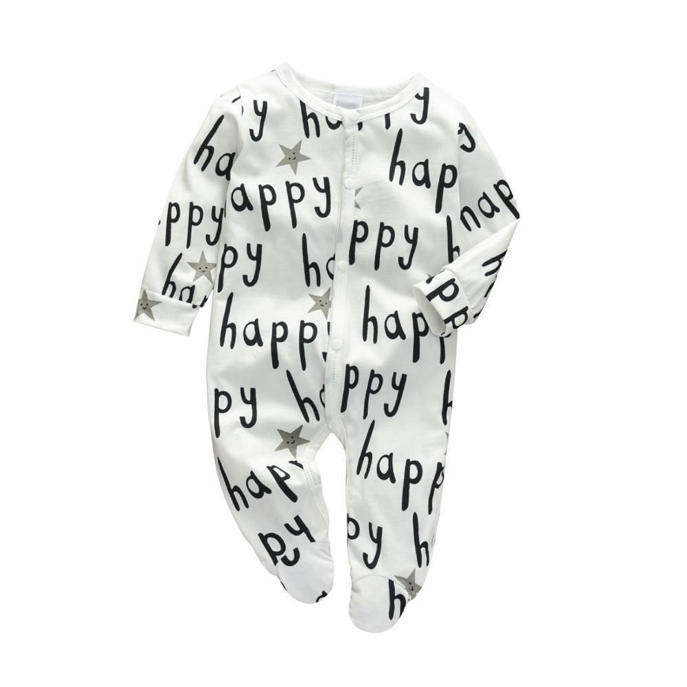 Newborn Baby Rompers Pajama Cotton Cute Letter I Love Daddy and Mummy Long Sleeve rompers Clothes For Baby Kids