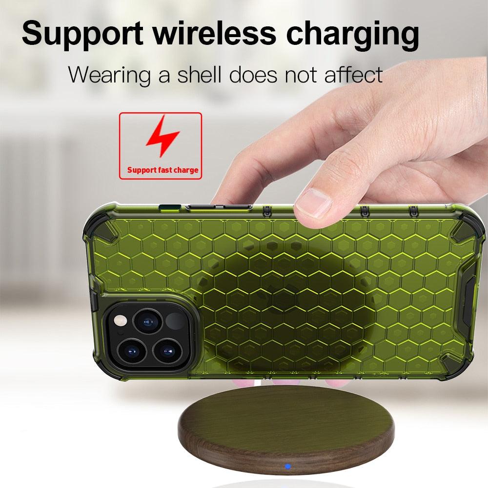 Ultra-Protective Phone Case Shockproof Case for iPhone 12 Mini 12 Pro 11 Pro Max 6s Plus Honeycomb Phone Cover for iPhone SE 7 8 XR XS Max Shock Absorption Protection Shockproof Soft Material Protective Case Suitable for iPhone