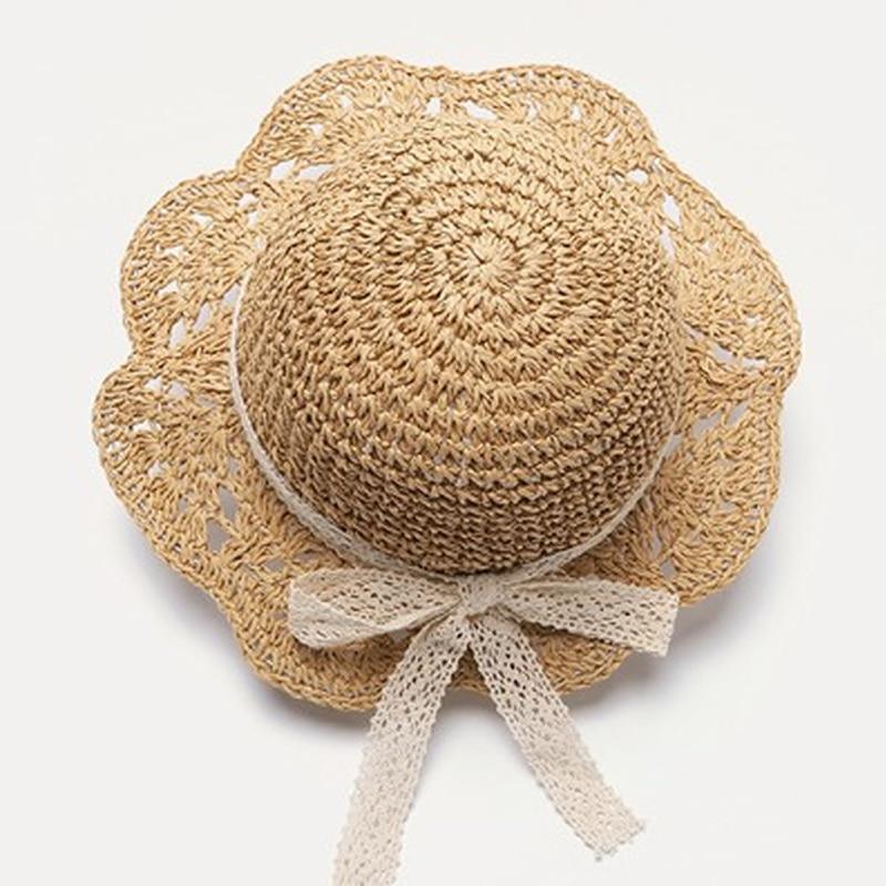 Handmade Modern Elegant Lady Baby Girls Breathable Lace Cap With Bow Great For Beach Sun