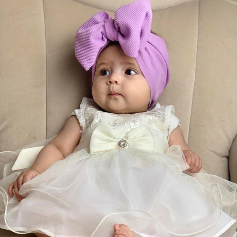 Fashion Trend Big Modern Baby Bow Accessories For Toddler Girls In Solid Bow Hairband Stretch Turban Knot Head Wrap Color  for Kids