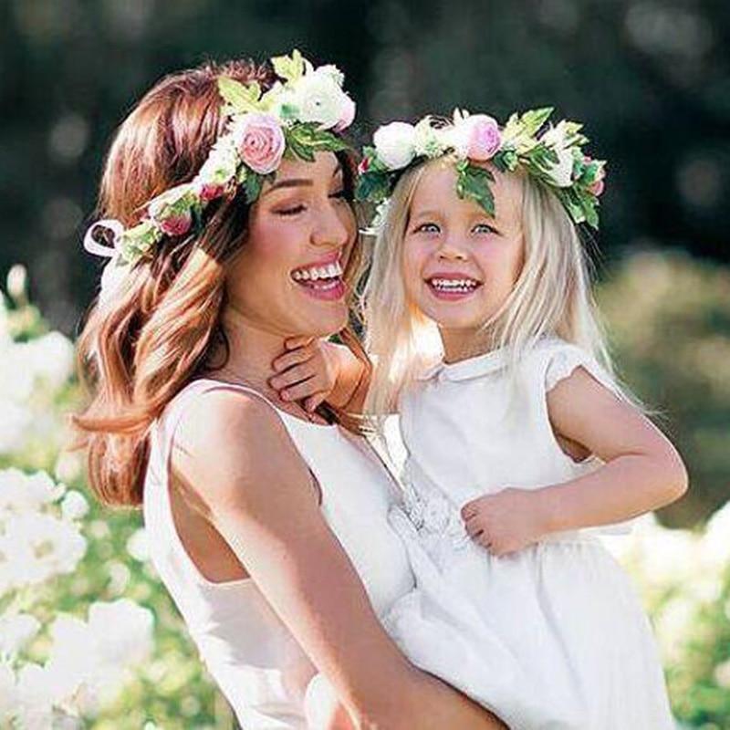 Modern Flower Headband Newborn  Matching Flower Crown for Mother Kids  Hair Band Accessories