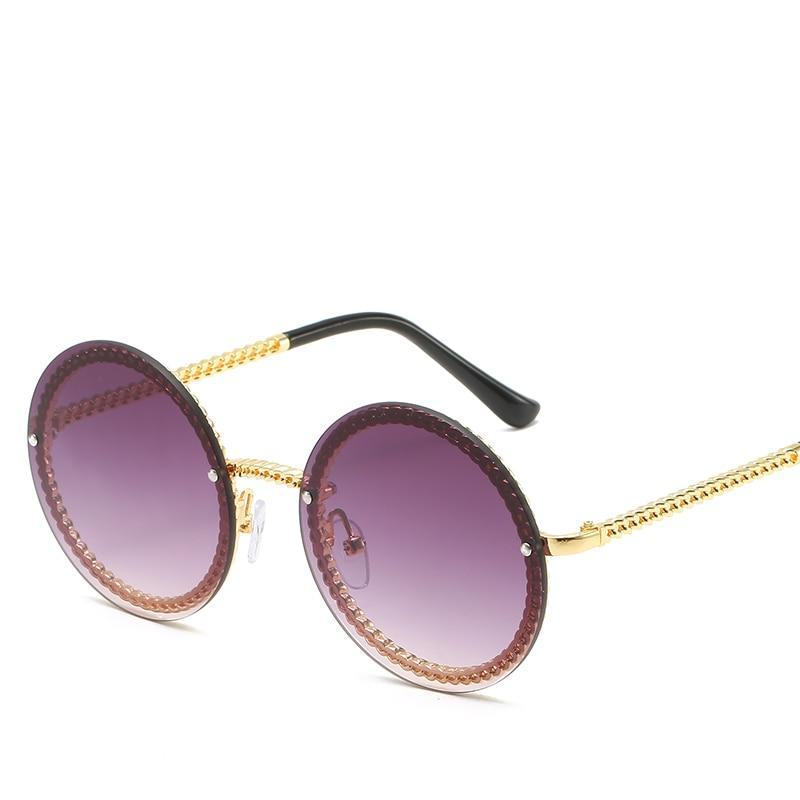 Famous Luxury Round Retro Rimless Elegant Woman and Lady Sunglasses Style With Zircons and Diamonds and UV400 Protection