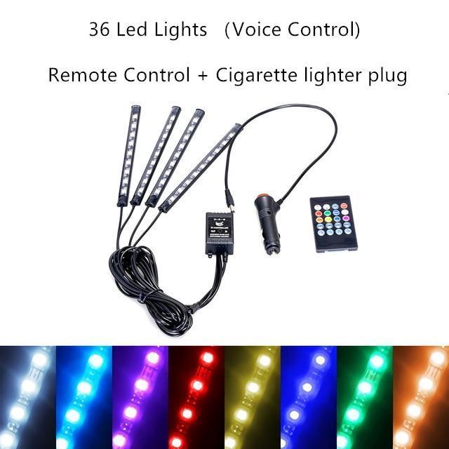 Lights LED Car Strip Lights with Two-Line Waterproof Design RGB LED Strip Light With USB Wireless Remote Music Control Multiple Modes For Auto Car