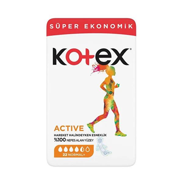 Kotex Sanitary Pads Active Normal 22-Pack - Fast-Absorbing, Flexible Menstrual Hygiene for Active Women