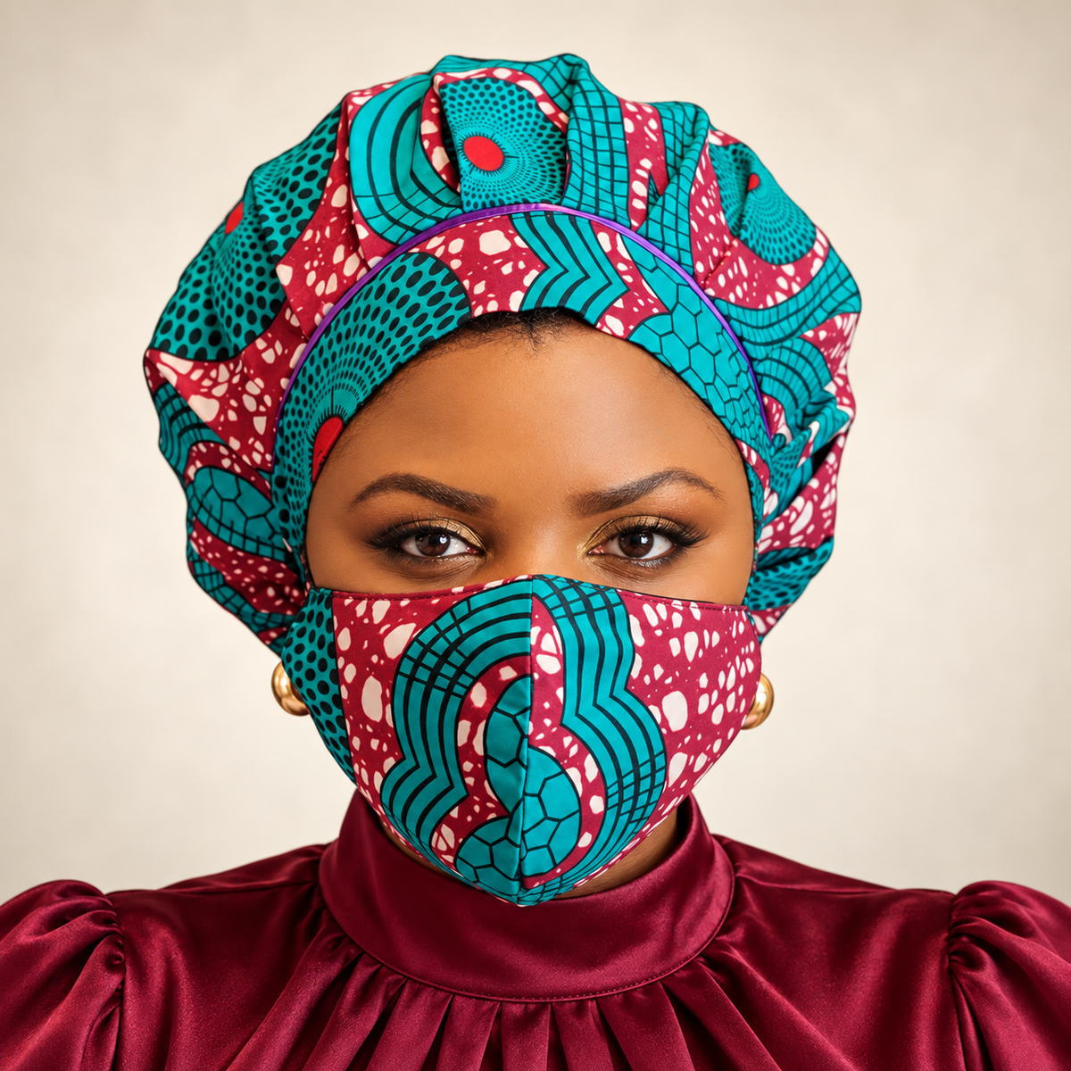 Duma Mbili Kente African Print Bonnets