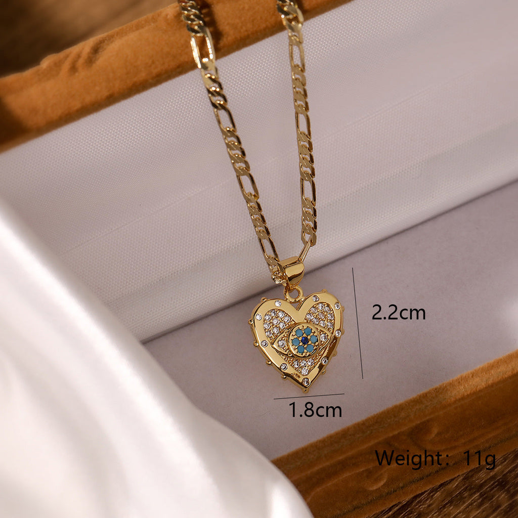 Heart-shaped Zircon Pendant Necklace and Earrings Set