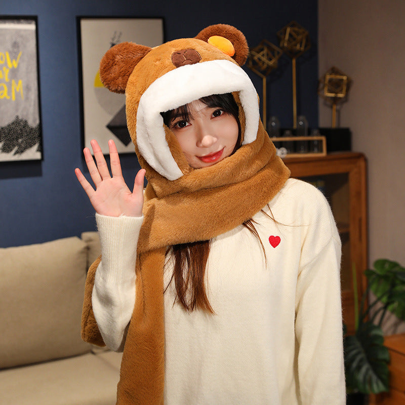 Cute Bear Hat Scarf Gloves Set