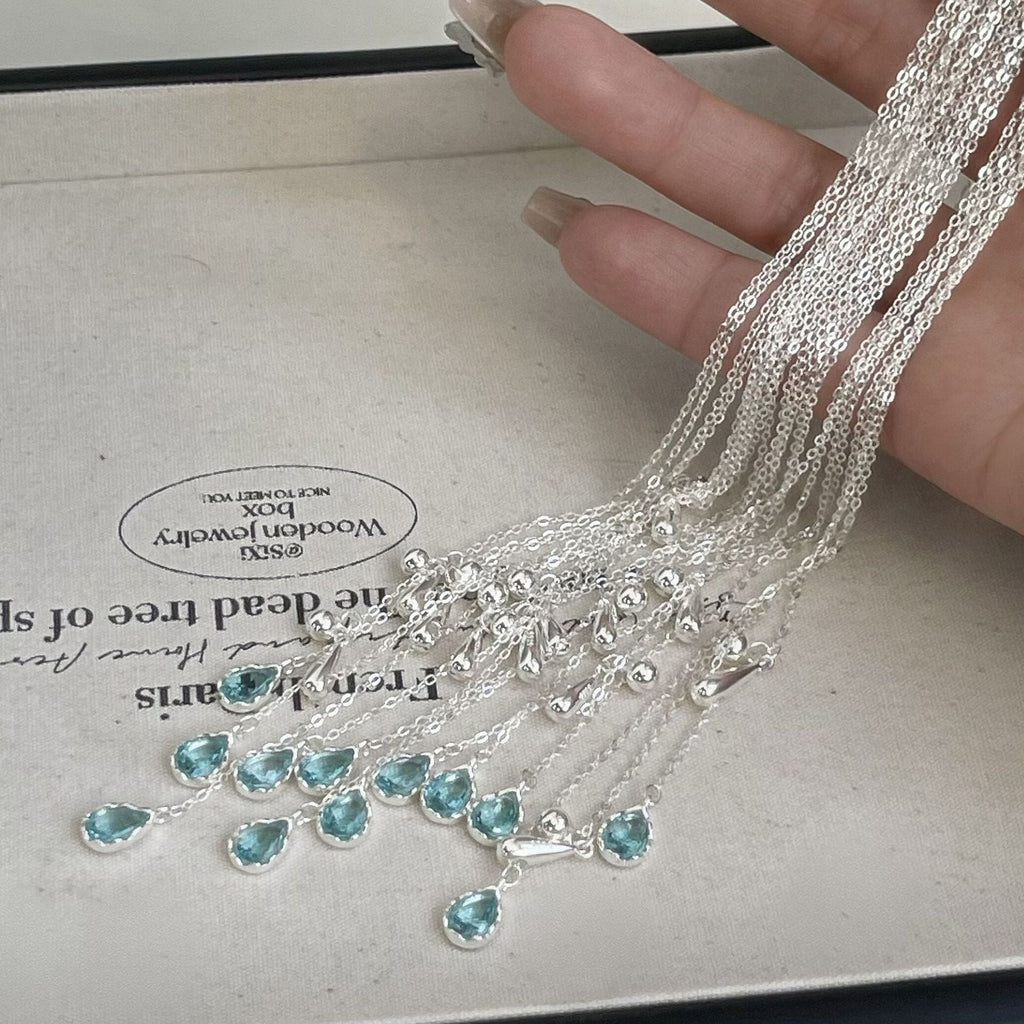A Drop Of Tears Blue Water Drop Pendant Necklace For Women