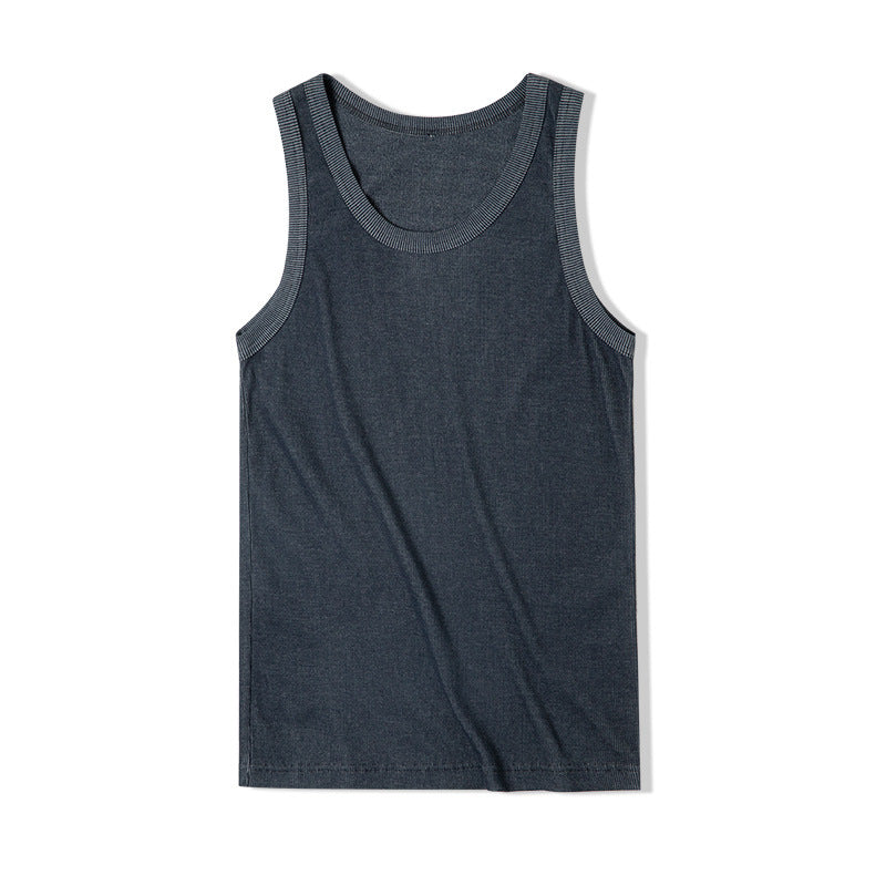 Retro Solid Color Slim Fit T-shirt Men