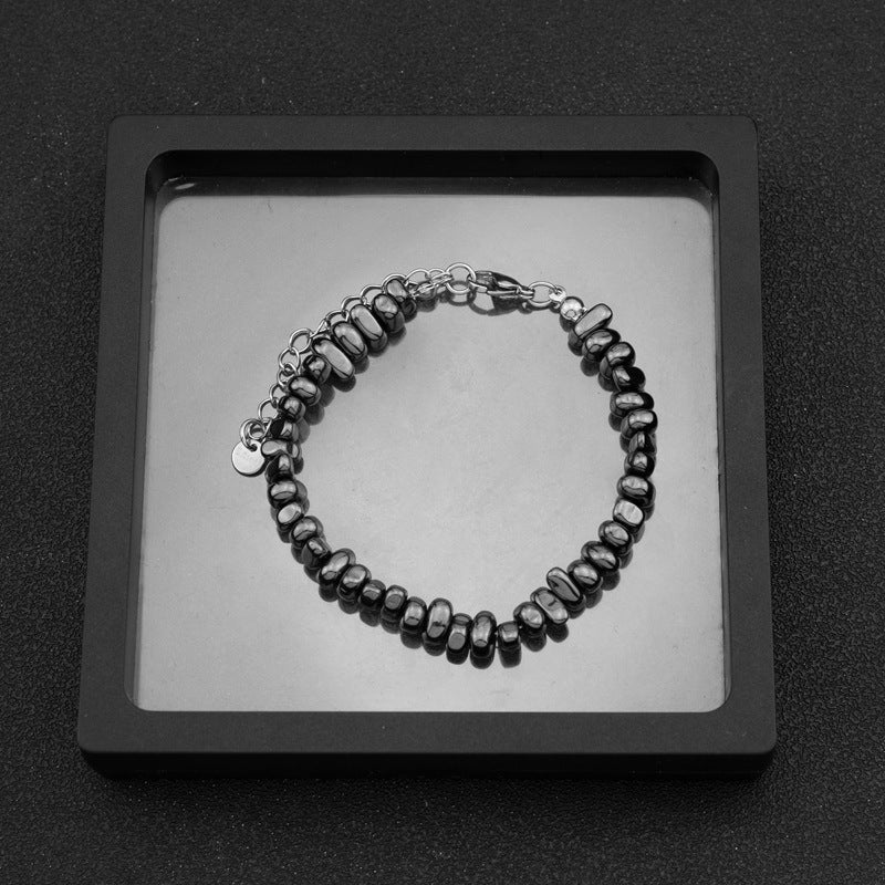 Necklace Titanium Steel Twin Broken Silver Haematite