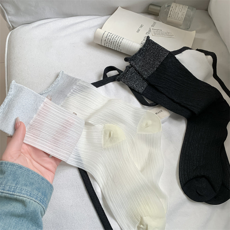 Thin Dark Pattern Mid-calf Length Loose Socks Kanekalon