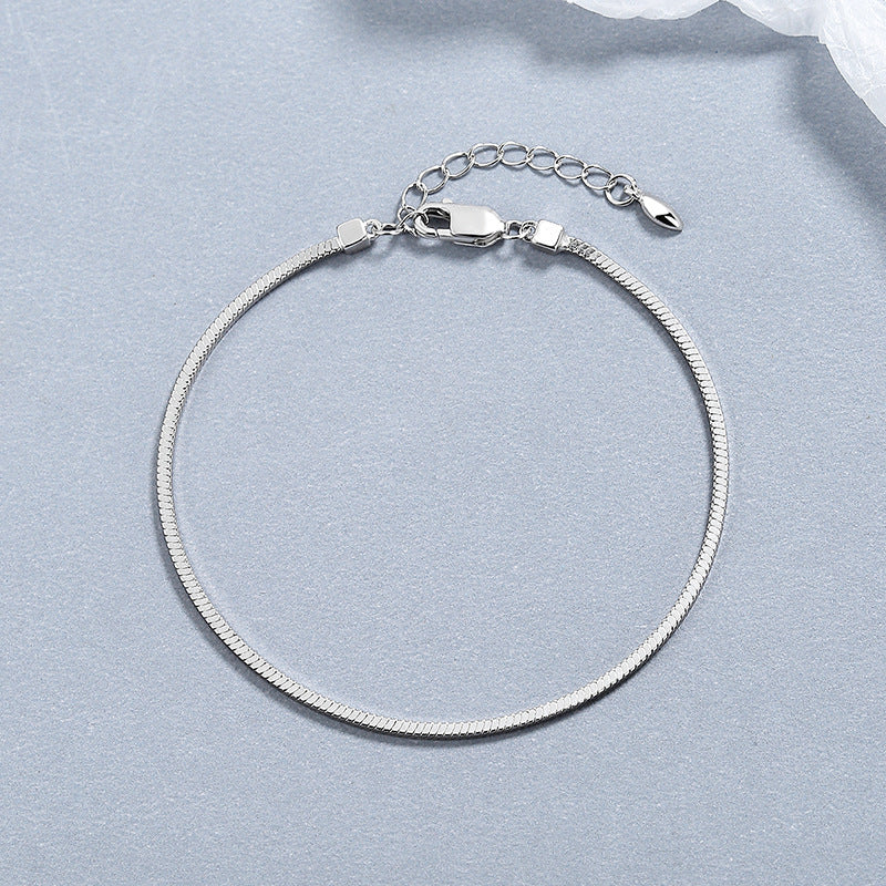 925 Sterling Silver Square Snake Bones Chain Bracelet