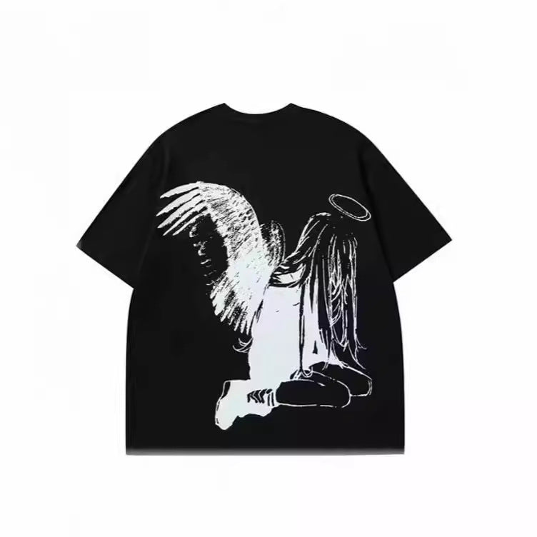 Hip Hop Men's Cartoon Angel Wings T-shirt