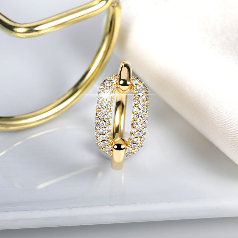 Gold And Silver Arc Female Ring Geometric Bending