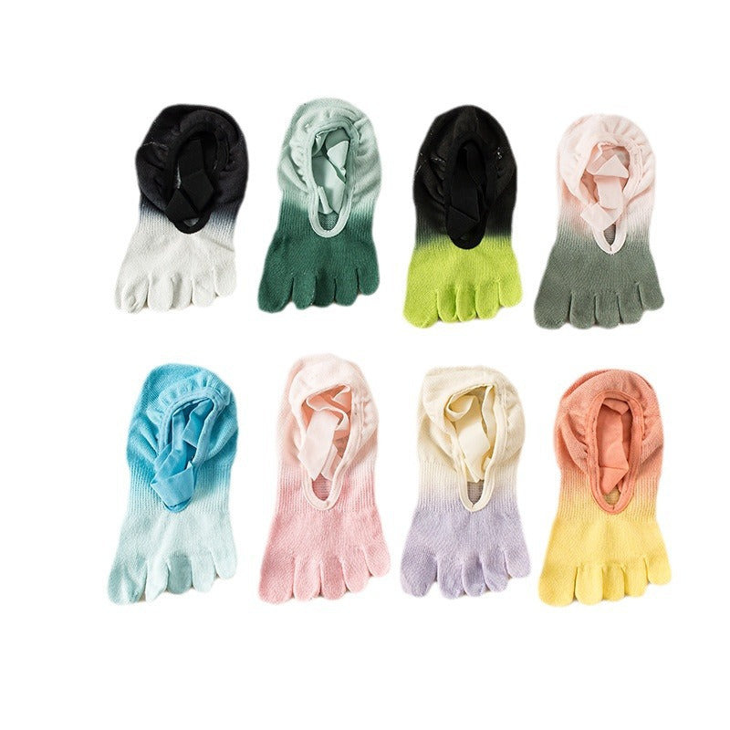 Hanging Dyed Yoga Socks Non-slip Women's Five Fingers