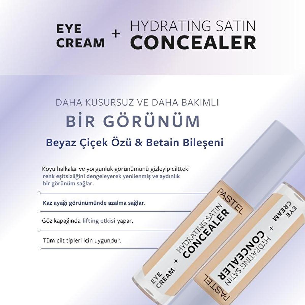 Pastel Makeup Eye Cream Concealer: 2-in-1 Hydrating Satin Concealer & Brightening Eye Cream for Dark Circles