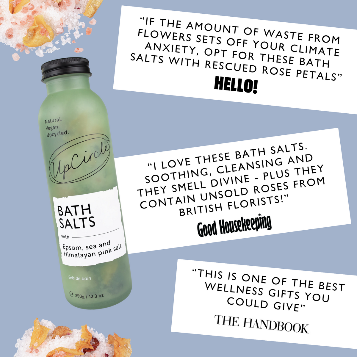 UpCircle Rose Bath Salts — Epsom, Sea & Himalayan Salt