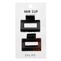 Eklips 2-Piece Small Rectangular Hair Claw Clips - Black & Brown