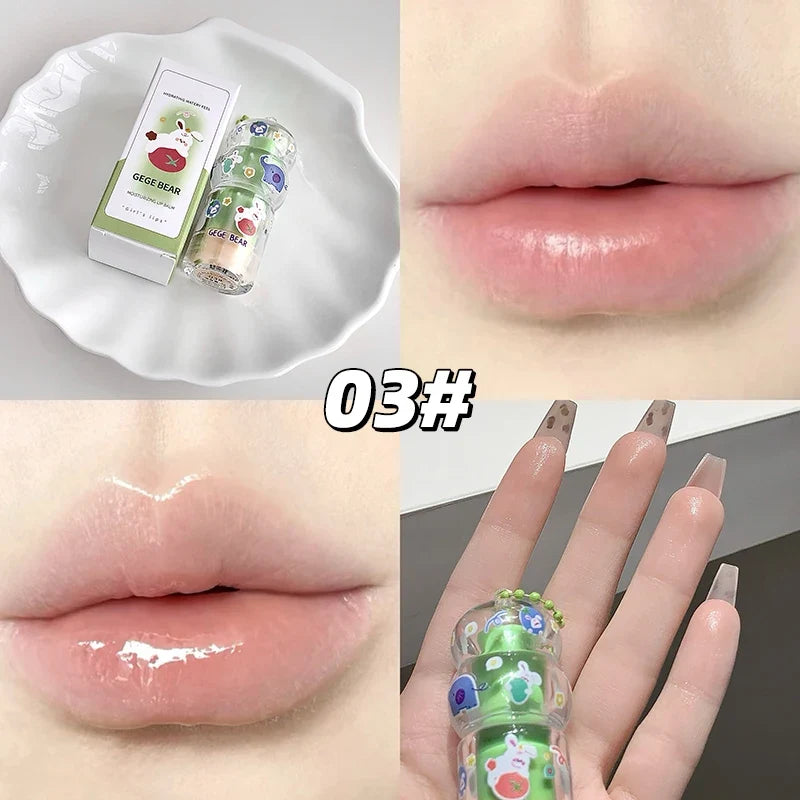 Gege Bear Fruit-Flavored Lip Balm Hydrating Cute Keychain Pendant Lipstick Long Lasting Moisturizing Reduce Lip Lines&Lip Base