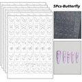 5Pcs Hollow Out Butterfly Nail Art Stencils Stickers Spray Painted Design Love Pattern Template Nail Decals Auxiliary Tools