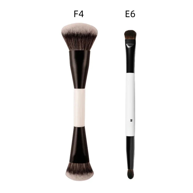 F4 Dual-Ended Foundation Face Brush Double-ended Powder Blush Contour and Eyeshadow Concealer Makeup Brushes