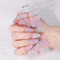 16Tips Gradient Starry Sky Gel Nail Strips Full Cover Sparkling Glitter Baking-Free Gel Nail Stickers DIY Manicure Decoration