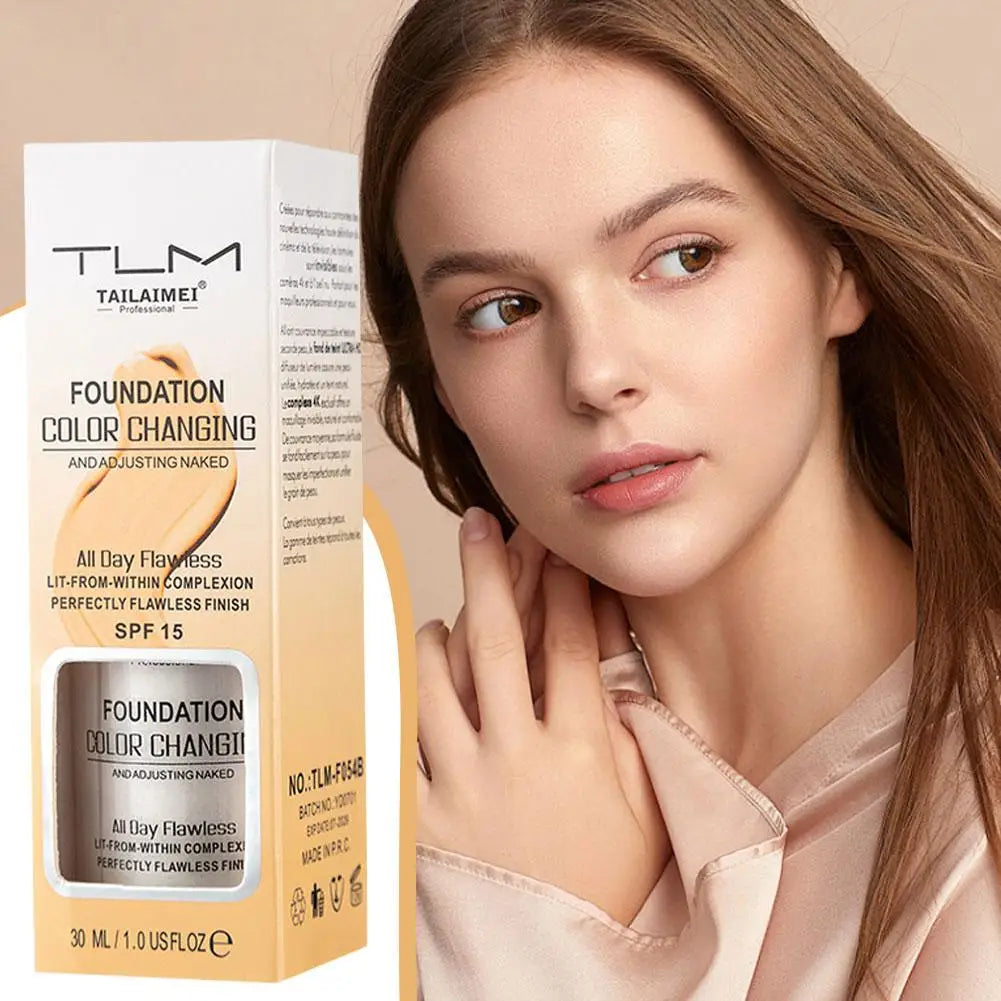 Warming Blush Liquid Foundation Temperature Color Changing Foundation, Naturally Blends Moisturizing Foundation Base Makeup 30ml