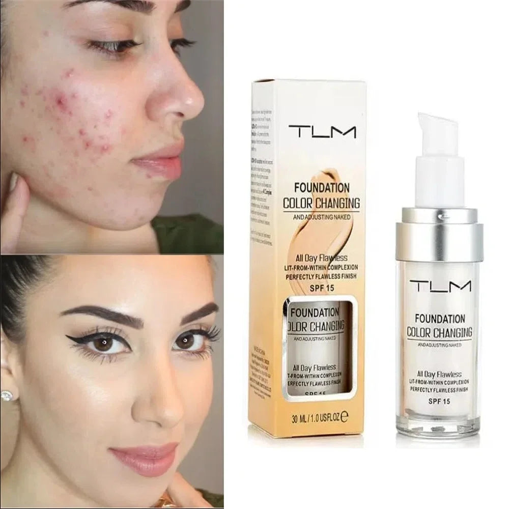 30ML TLM Foundation Color Changing Makeup Base Nude Face Full Cover Matte Concealer Long Lasting Make Up Liquid Foundation Cream