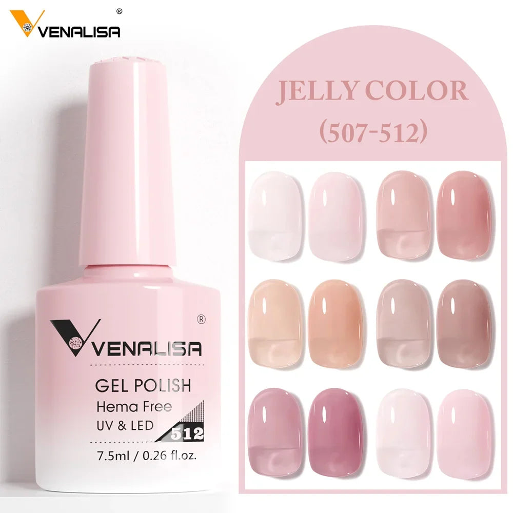 Venalisa HEMA TPO FREE Nail Gel Polish Glitter Gorgeous Full Coverage Soak Off UV LED French Nail Jelly Pink Nude Collection