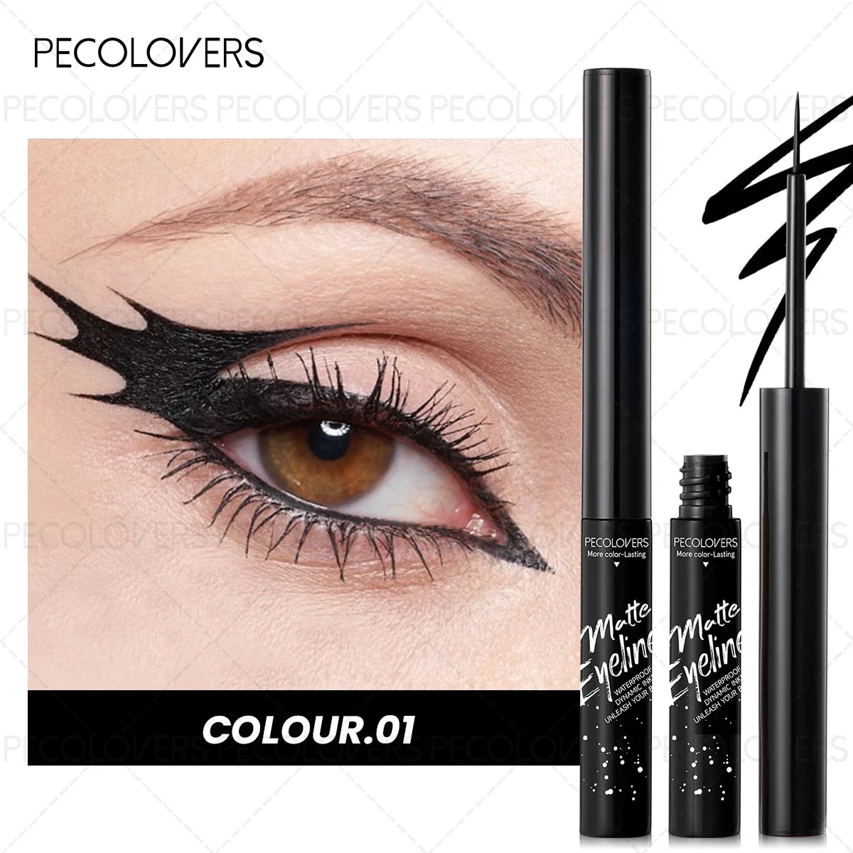 1PC Quick-Dry Black Eyeliner Pen - Waterproof, Sweat-Resistant, Break-Resistant Tip, Beginner-Friendly, Long-Lasting