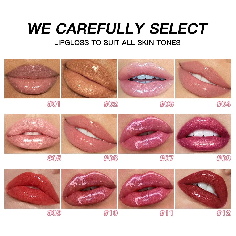 USHAS 12 colors mirror fine flash liquid lipstick pearlescent color waterproof sweatproof non-stick cup lip gloss