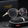 BARCUR Women’s Polarized Sunglasses – Oversized Elliptical Black Frame UV400 Protection Outdoor Fashion Mirror Leg Design High Quality Trendy Style Sunglasses for Travel Driving & Summer Apparel