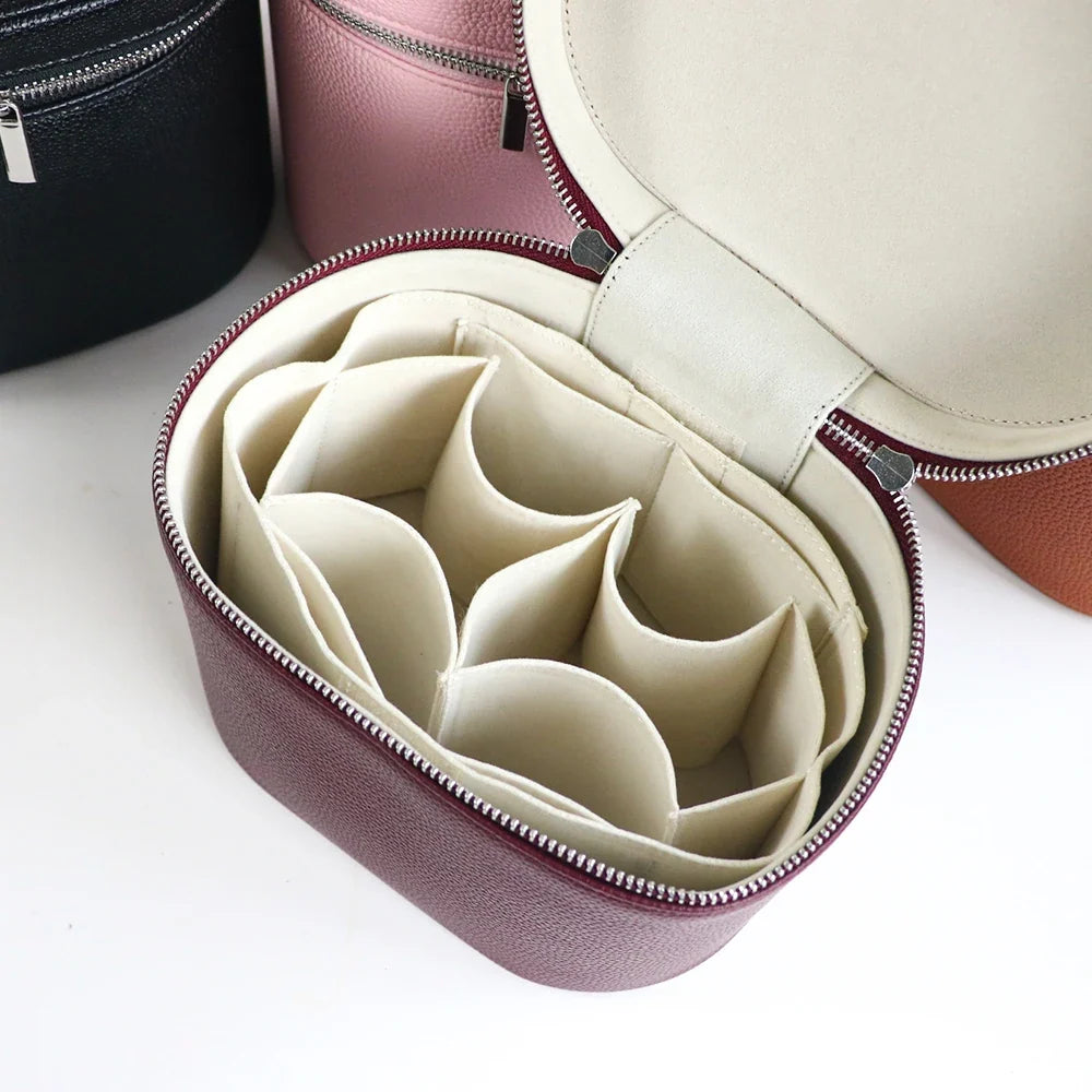 Large-capacity PU leather cosmetic box with internal storage box, customizable names and letters, travel portable cosmetic bag