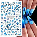 Elegant Butterfly Nail Manicure Stickers Blue Butterflies Leopard Retro Flowers Adhesive Decal Wedding Charm Manicure Tips