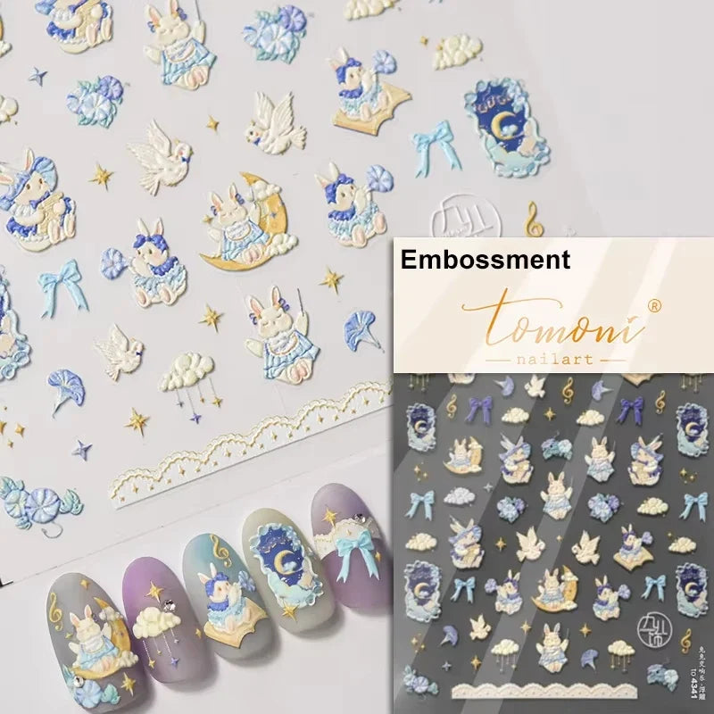 1pcs 5D Japanese Kawaii Bear Nail Art Stickers Brown Cartoon Animals Self-Adhesive Nail Decoration Decals DIY Slider Accessories