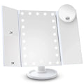 Vanity Makeup Mirror with Light 2X/3X/10X Magnification Lighted Cosmetic Mirror Touch Control Trifold Dual Power Supply Portable
