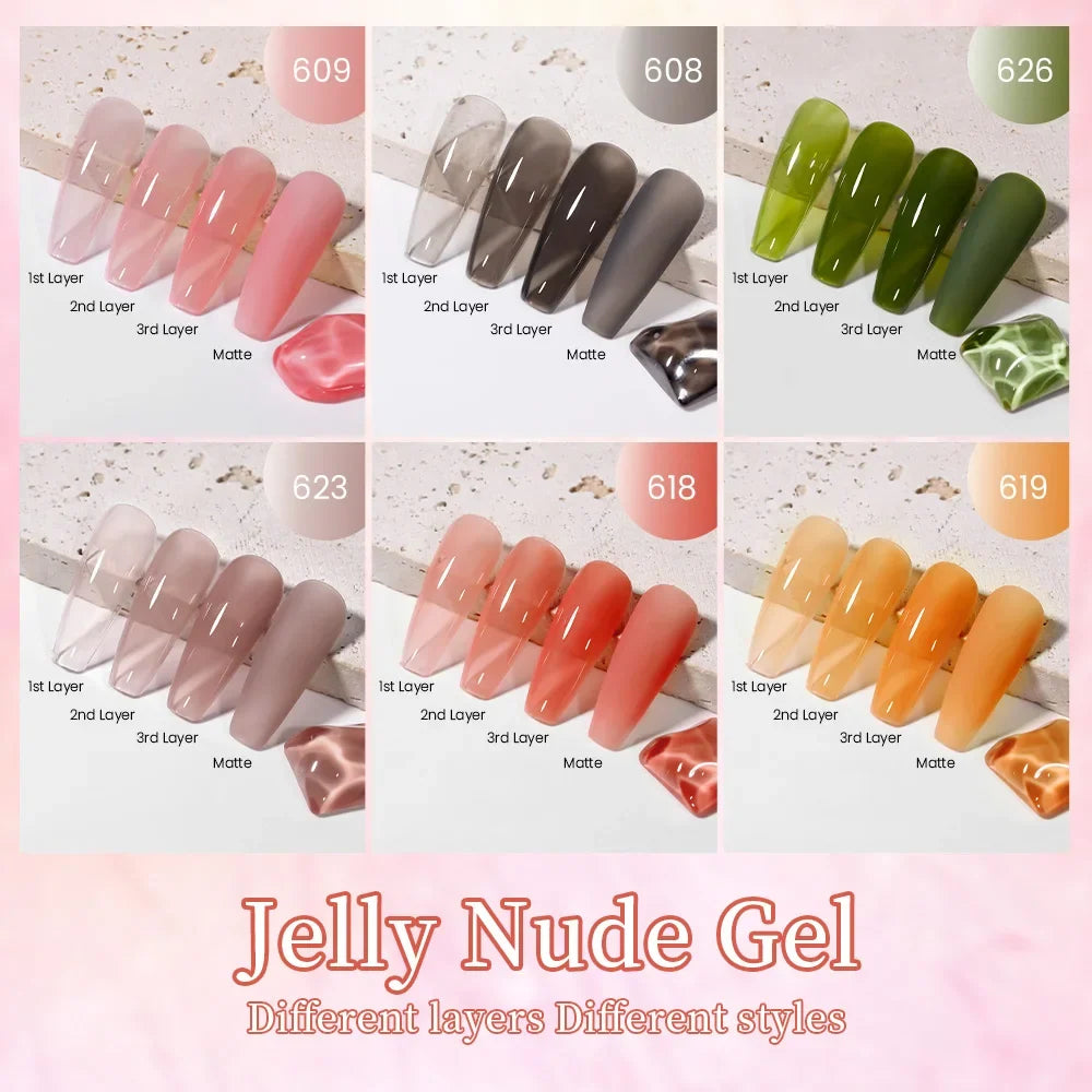 MAYCHAO 12ml Jelly Gel Nail Polish Semi Permanent Top Coat Soak Off UV LED Gel Art Nail Varnish Manicure Long Lasting Nail Gel