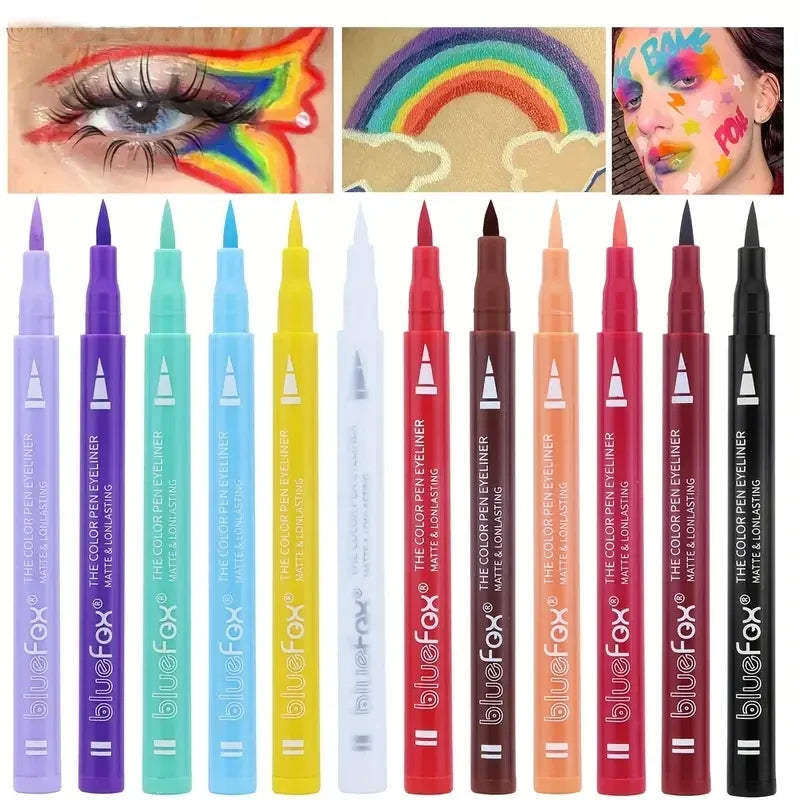 12-Color Waterproof Liquid Eyeliner and Face Paint Pen Set