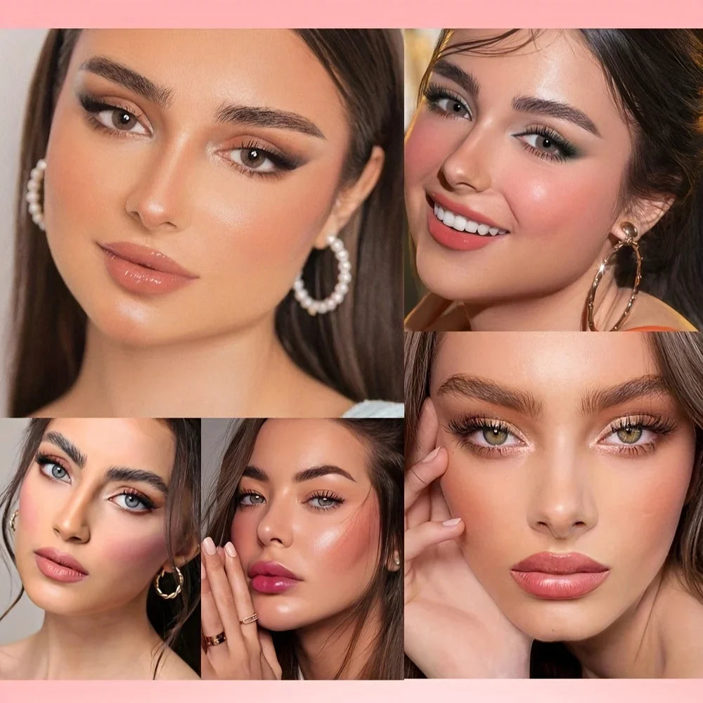 4Pcs Set Primer + Concealer + Liquid Foundation + Liquid Blush Matte Velvet Waterproof Foundation Blush Makeup For Travel