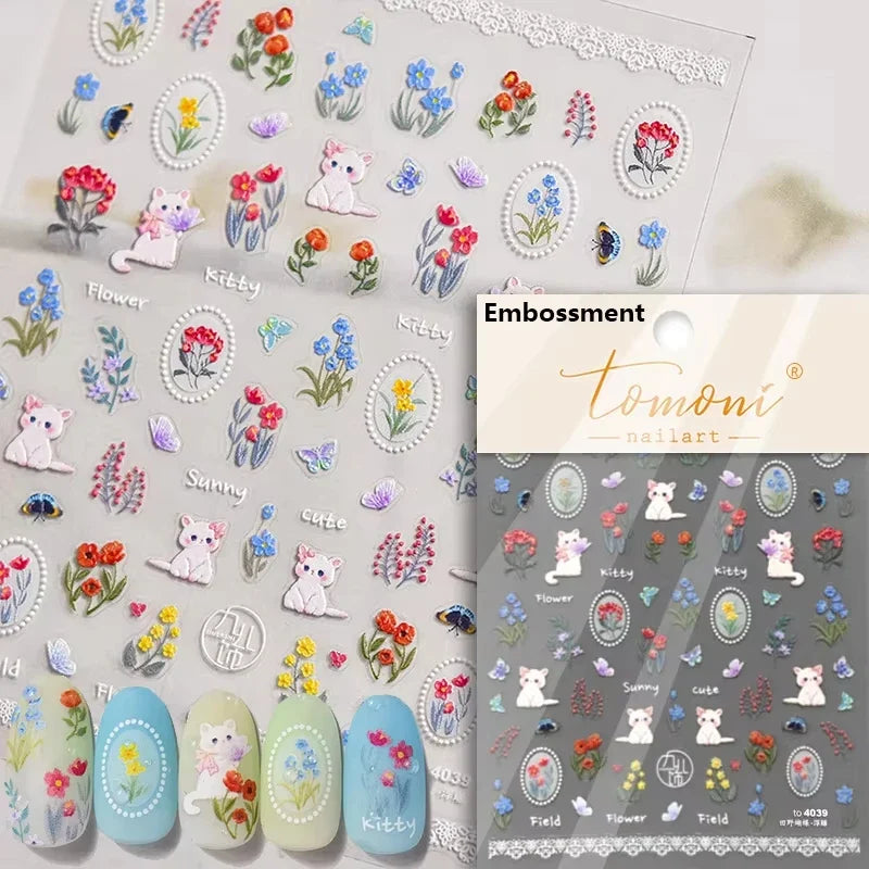 1pcs 5D Japanese Kawaii Bear Nail Art Stickers Brown Cartoon Animals Self-Adhesive Nail Decoration Decals DIY Slider Accessories