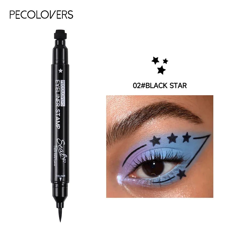 2-in-1 Star & Moon Stamp Liquid Eyeliner - Black Waterproof
