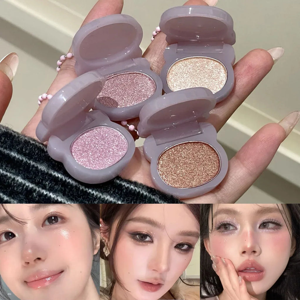 Purple Shining Single-color Eyeshadow Mini Glitter Pearlescent Highlighter Powder Makeup Lasting Shiny Eye Shadow Palette