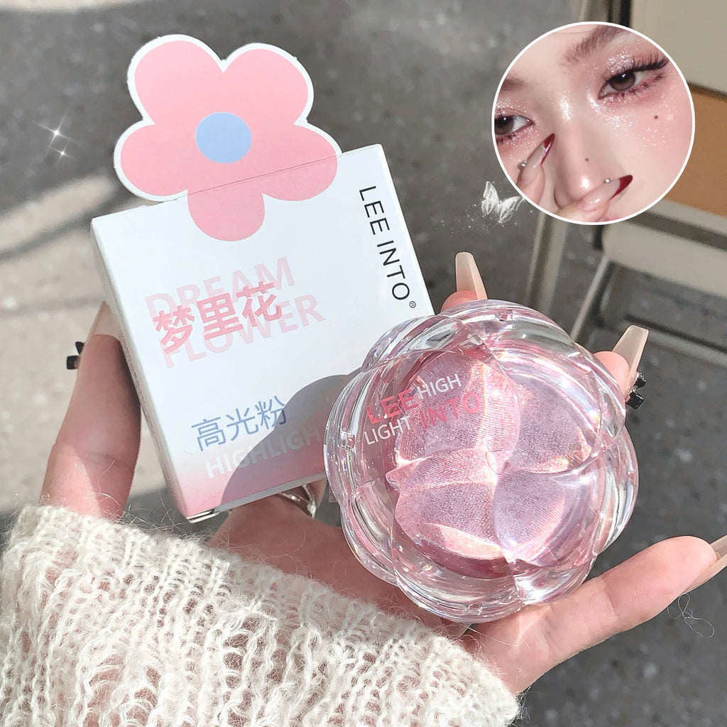 LEE INTO Dream Flower Highlight Powder Brightens and Contours Pearlescent Glitter No Flying Powder