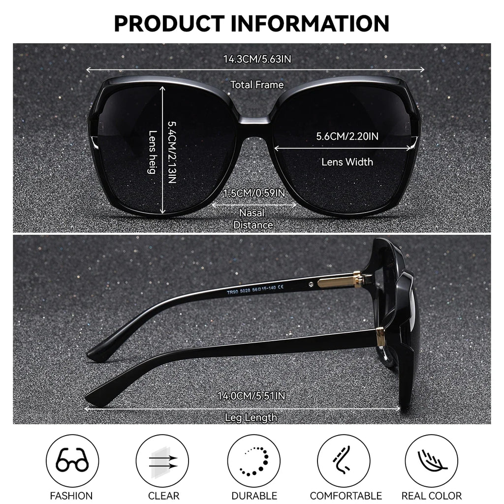 BARCUR Women’s Gradient Butterfly Frame Polarized Fashionable Sunglasses – Trendy Elegant Large PC Elliptical Design with UV400 Protection for Summer Travel Beach Shopping & Summer Style – White Gift Box Included