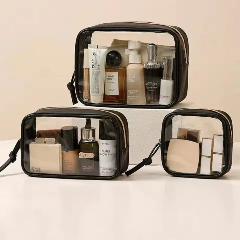 New Fashion Travel Portable Transparent Handheld Makeup Storage Bag Multi purpose Increased Capacity PVC Waterproof Toilet Bag